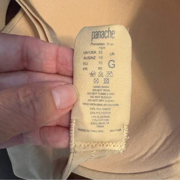 Panache Porcelain Elan  Plunge Bra nude tan underwire sz 32G NWT - Picture 4 of 7
